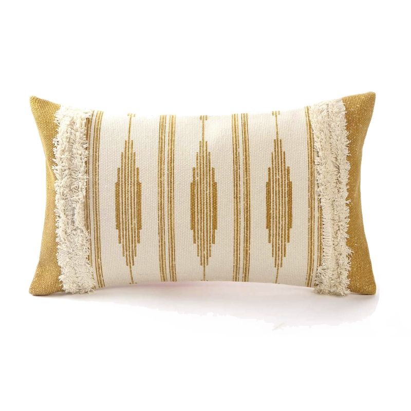 MONTREAL - Cojìn Boho Decorativo Nordico Ocre Rectangular con relleno