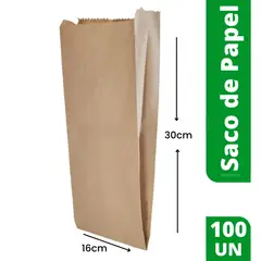 GENERICO - Bolsa Kraft Saco Papel 2Kg 100 Unidades