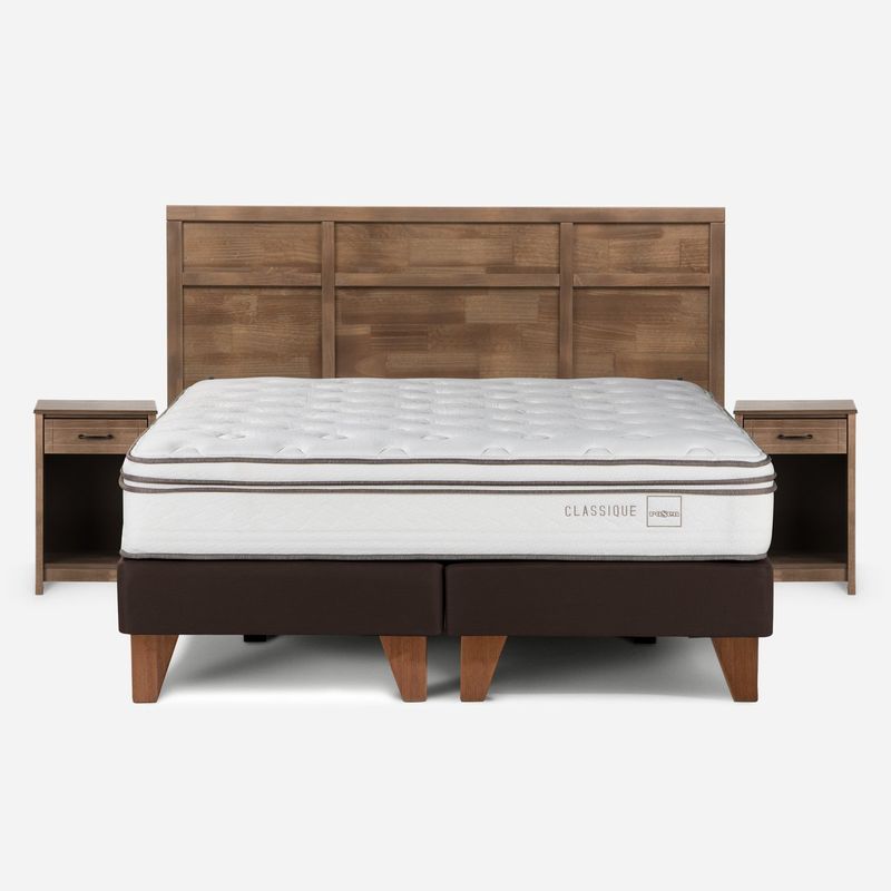 ROSEN - Cama Classique+ Rosen 2 Plazas Con Muebles Robin Tostado