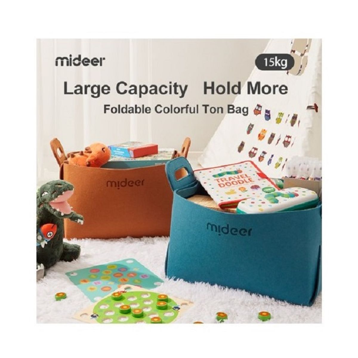 MIDEER - Bolsa Plegable Para Almacenar Juguetes Color Azul