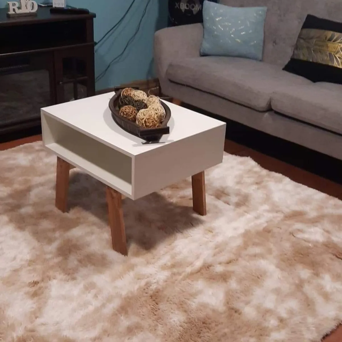 GENERICO - Alfombra Peludas Tipo Shaggy 180Cm X 200Cm Beige Con Blanco