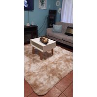 Alfombra Peludas Tipo Shaggy 180Cm X 200Cm Beige Con Blanco
