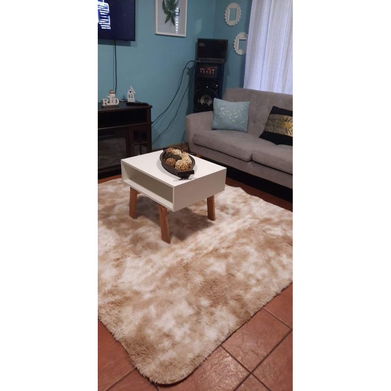 GENERICO - Alfombra Peludas Tipo Shaggy 180Cm X 200Cm Beige Con Blanco