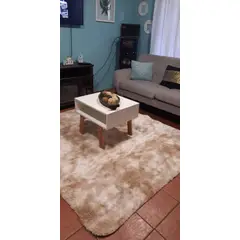 GENERICO - Alfombra Peludas Tipo Shaggy 180Cm X 200Cm Beige Con Blanco