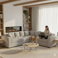 Sofá Seccional 6 cuerpos Romeo para Living Gris Claro Resortes Pocket