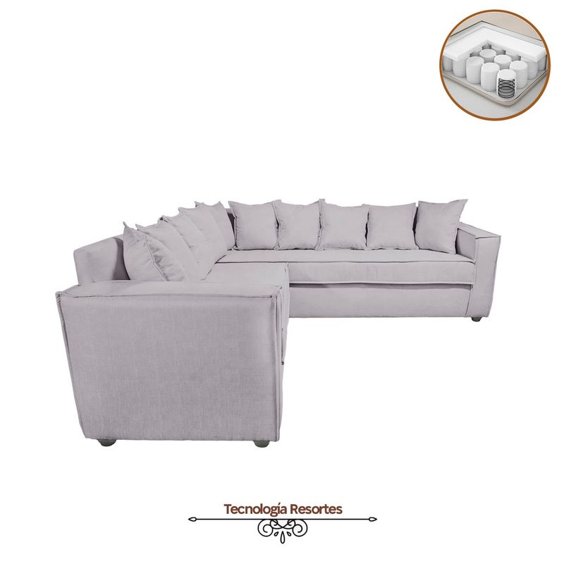 SITIAL HOME - Sofá Seccional Romeo para Living Color Gris Claro Full Confort