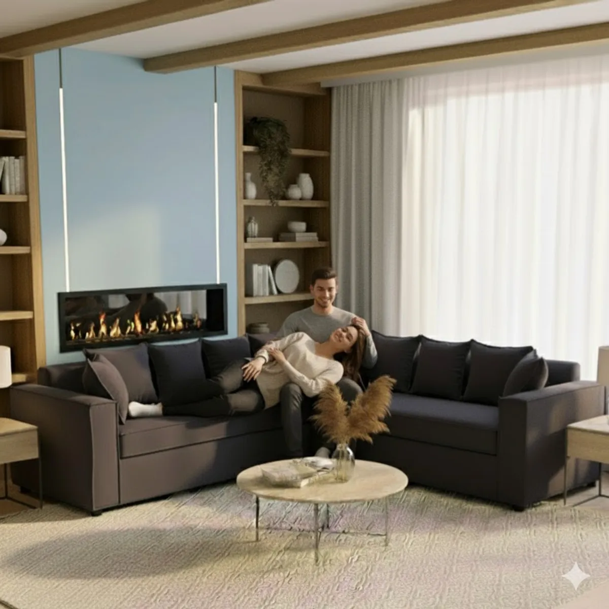 SITIAL HOME - Seccional Romeo 6 cuerpos Marengo con resortes Full Confort plus