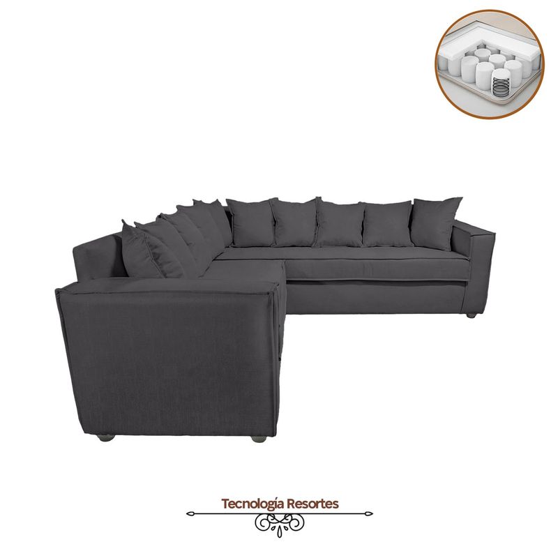 SITIAL HOME - Sofá Seccional  Romeo 6 cuerpos para Living Gris Marengo Full Confort