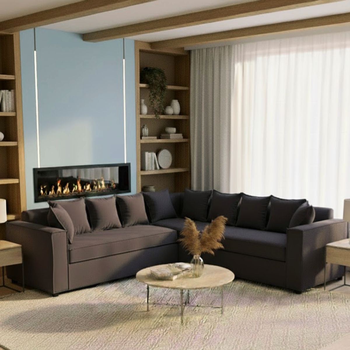 SITIAL HOME - Seccional Romeo 6 cuerpos Marengo con resortes Full Confort plus