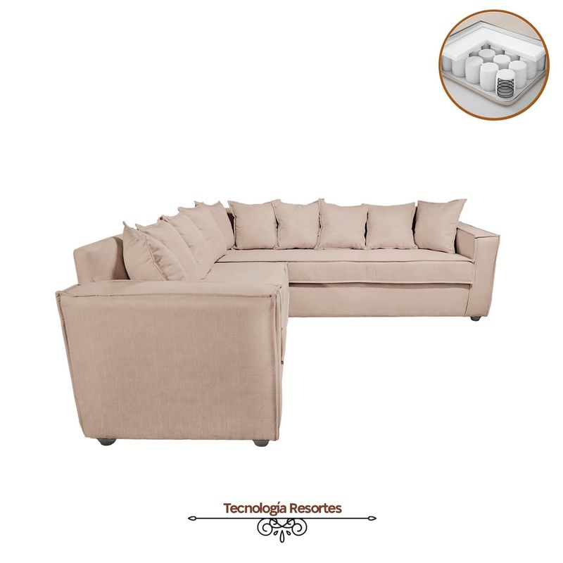 SITIAL HOME - Sofá Seccional Romeo para Living Color Beige Full Confort