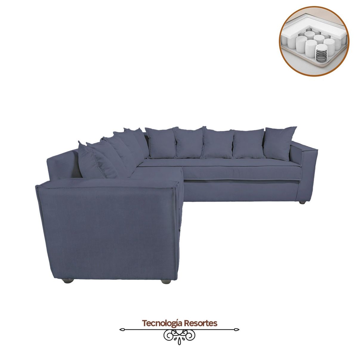 SITIAL HOME - Sofá Seccional Romeo para Living Color Gris Azul Full Confort
