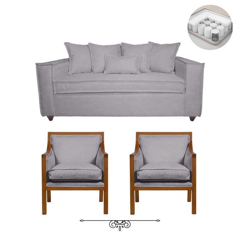 SITIAL HOME - Living 311,Romeo Sofá  cuerpos y Sitiales Color Gris Claro