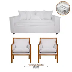 SITIAL HOME - Living Romeo 311 Sofá y Sillones Tipo Sitial en Color Blanco Hueso