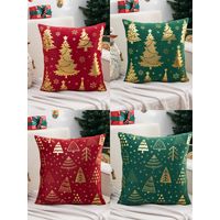 Fundas de cojín Navidad con pinos pack 4