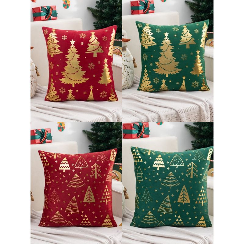 GENERICO - Fundas de cojín Navidad con pinos pack 4