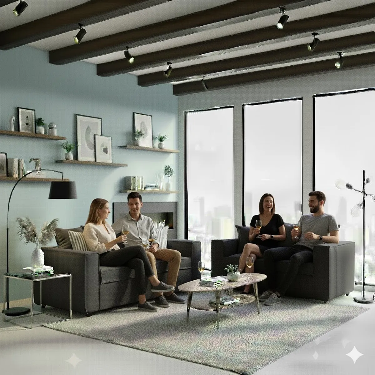 SITIAL HOME - Living romeo Sofá 3 cuerpos y sofa  2 Cuerpos Gris Marengo resortes