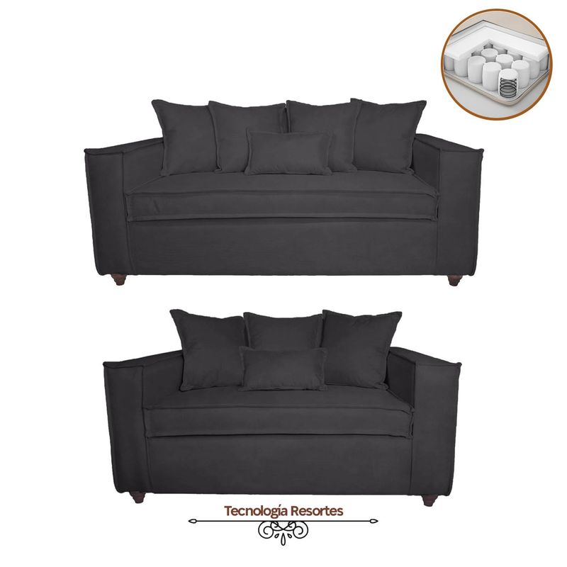 SITIAL HOME - Living romeo  Sofá 3 y 2 Cuerpos Gris Marengo Full Confort