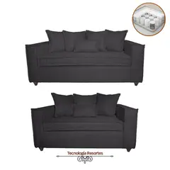 SITIAL HOME - Living romeo Sofá 3 y 2 Cuerpos Gris Marengo Full Confort