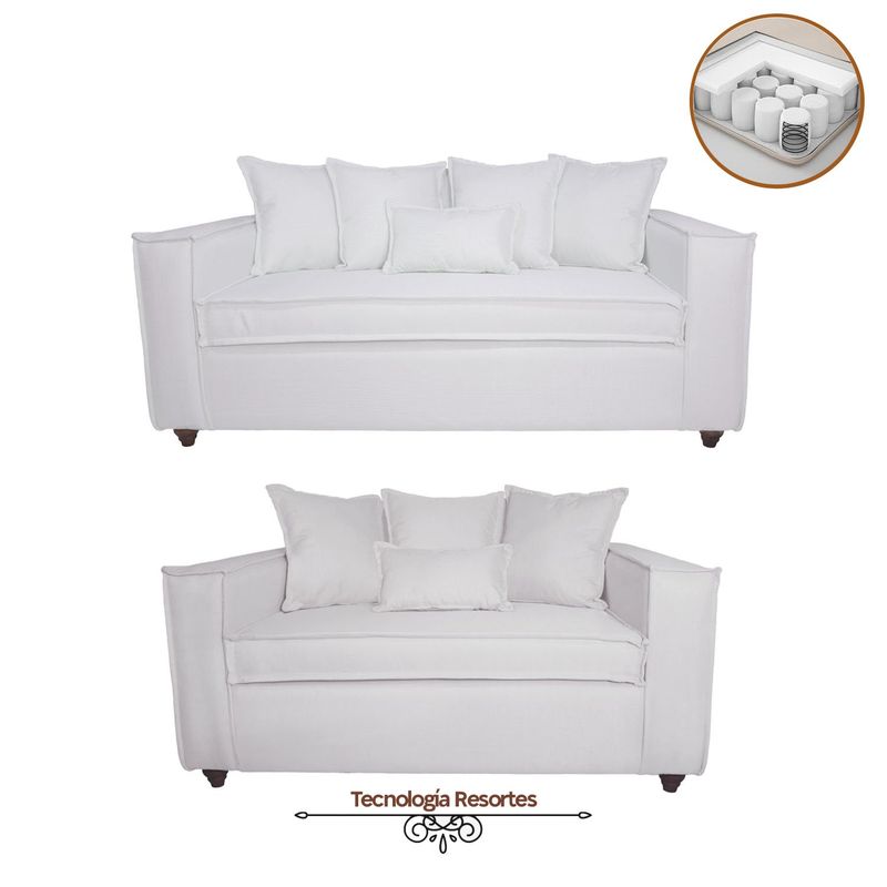 SITIAL HOME - Juego de Living Romeo 3 2 Sofá 3 y 2 Cuerpos gris claro resortes