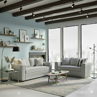 Imagen 2 del producto Juego de Living Romeo 3 2 gris claro Sofá 3 cuerpos y de 2 Cuerpos gris con resortes