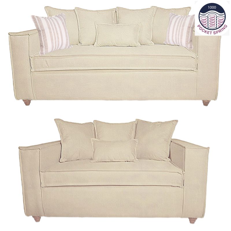 SITIAL HOME - Living Romeo 3 2 Sofá 3 y 2 Cuerpos Color Beige Full Confort