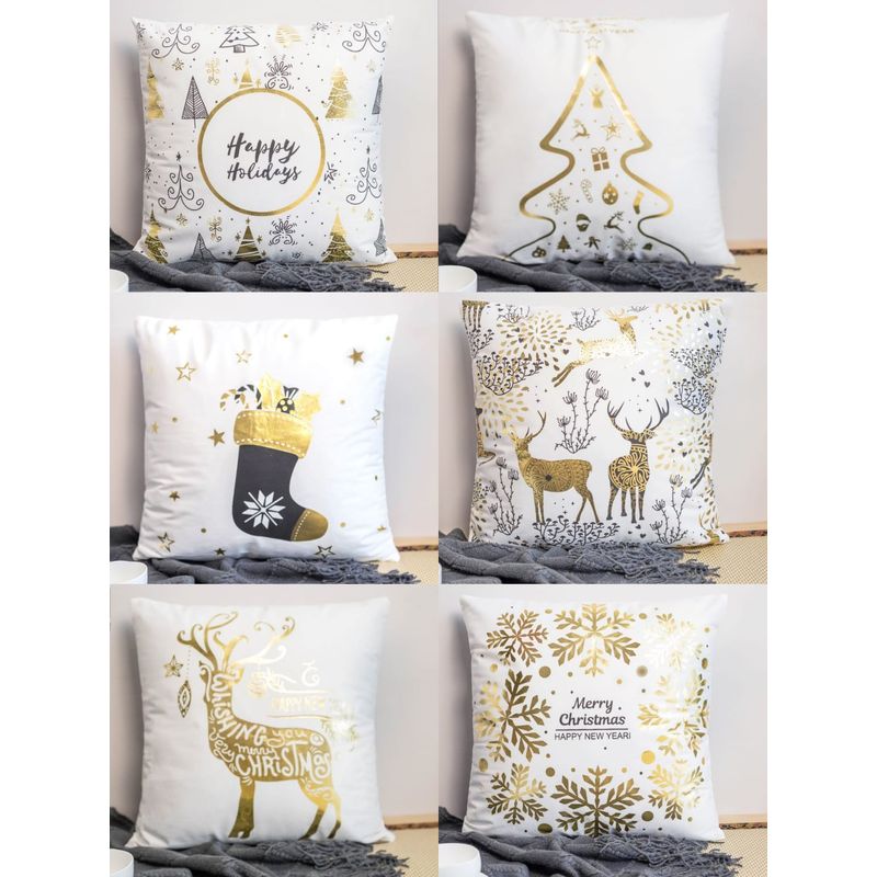 GENERICO - Fundas de Navidad blanco diseños pack 6