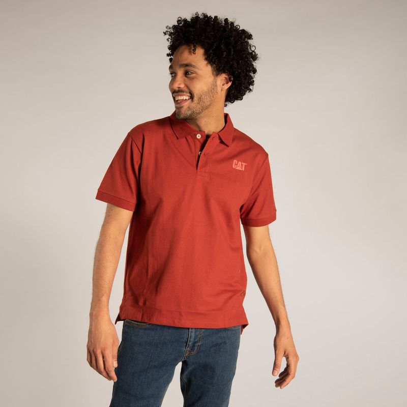 CAT - Polera M/C Hombre Fdtn Stretch Pique P Café CAT