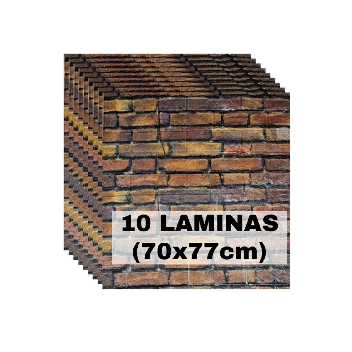 GENERICO - PACK DE 10 Laminas 3D Panel Autoadhesivas 70x77 Muralla Ladrillo