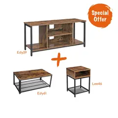 VASAGLE - Combo-001 Rack Smart TV Mesa-Centro y Mesa Auxiliar