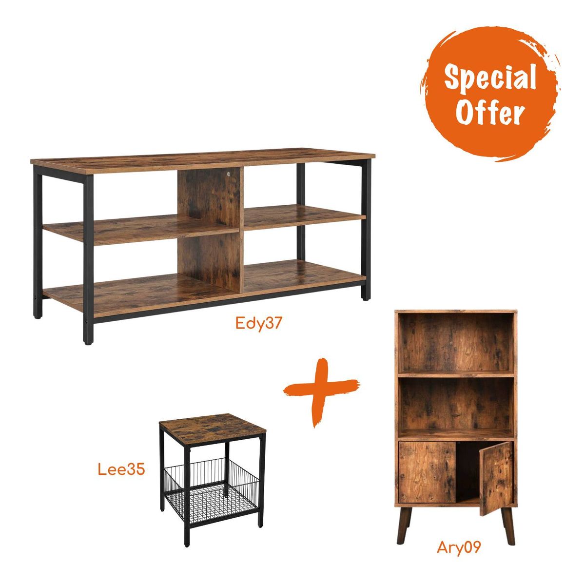 VASAGLE - Rack Smart TV Mueble Auxiliar y Arrimo con rejillas - Combo-005