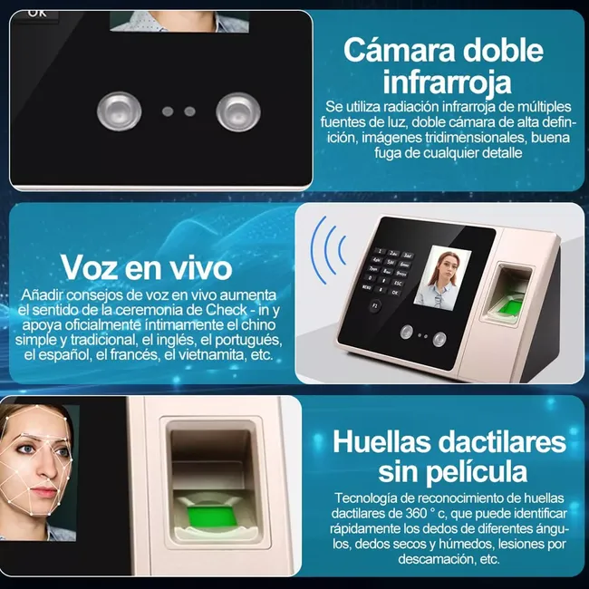 MUNDO ONLINE - Reloj Control de Asistencia Biometrico Reconocimiento Facial y Huella