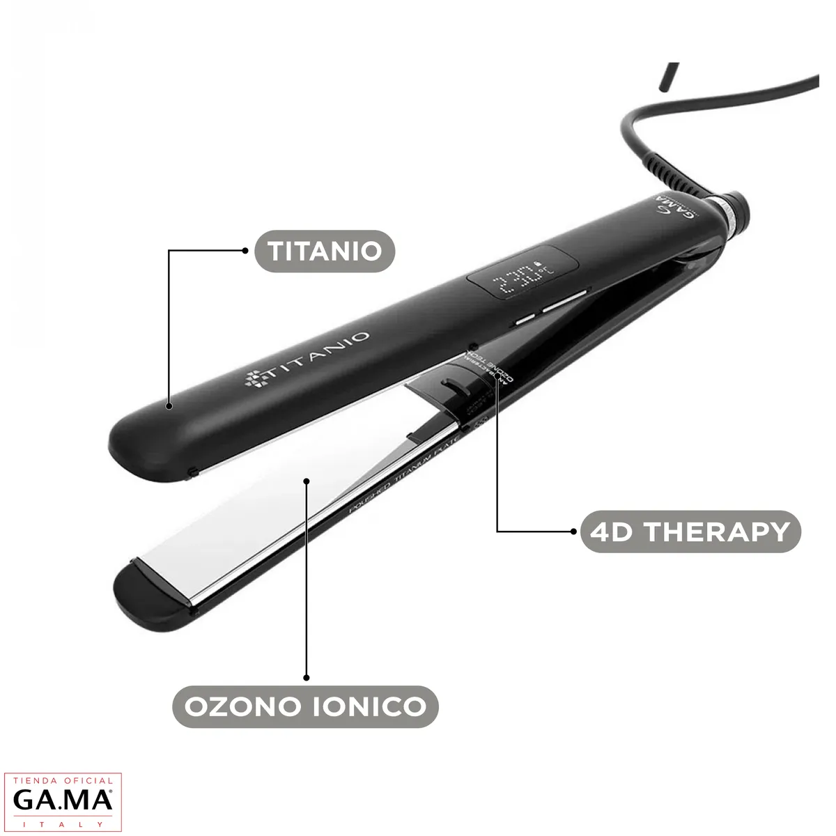 GAMA - Plancha Alisadora Gama Cp14 Titanio Digital 4d Ozone Ion