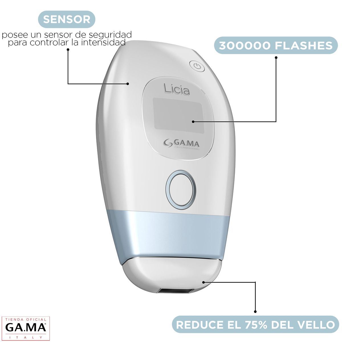 GAMA - Depiladora IPL Laser Licia 300 Mil Flash Permanente Definitiva