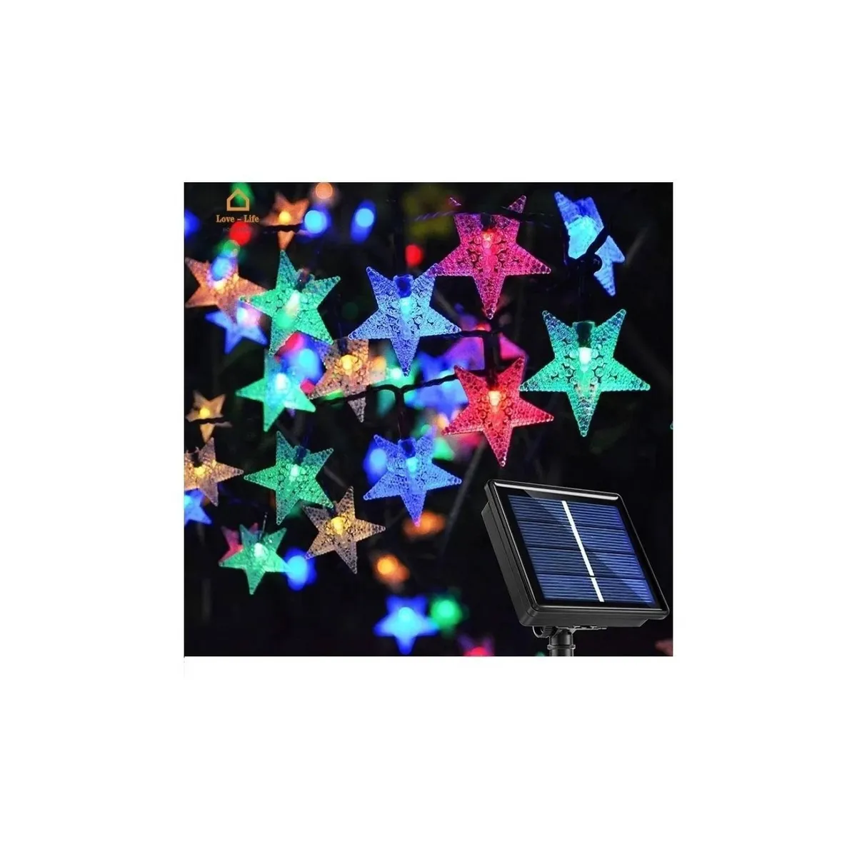 GENERICO - Pack X2 Luces Solar Estrella Decoración Navideña Guirnalda MULTICOLOR
