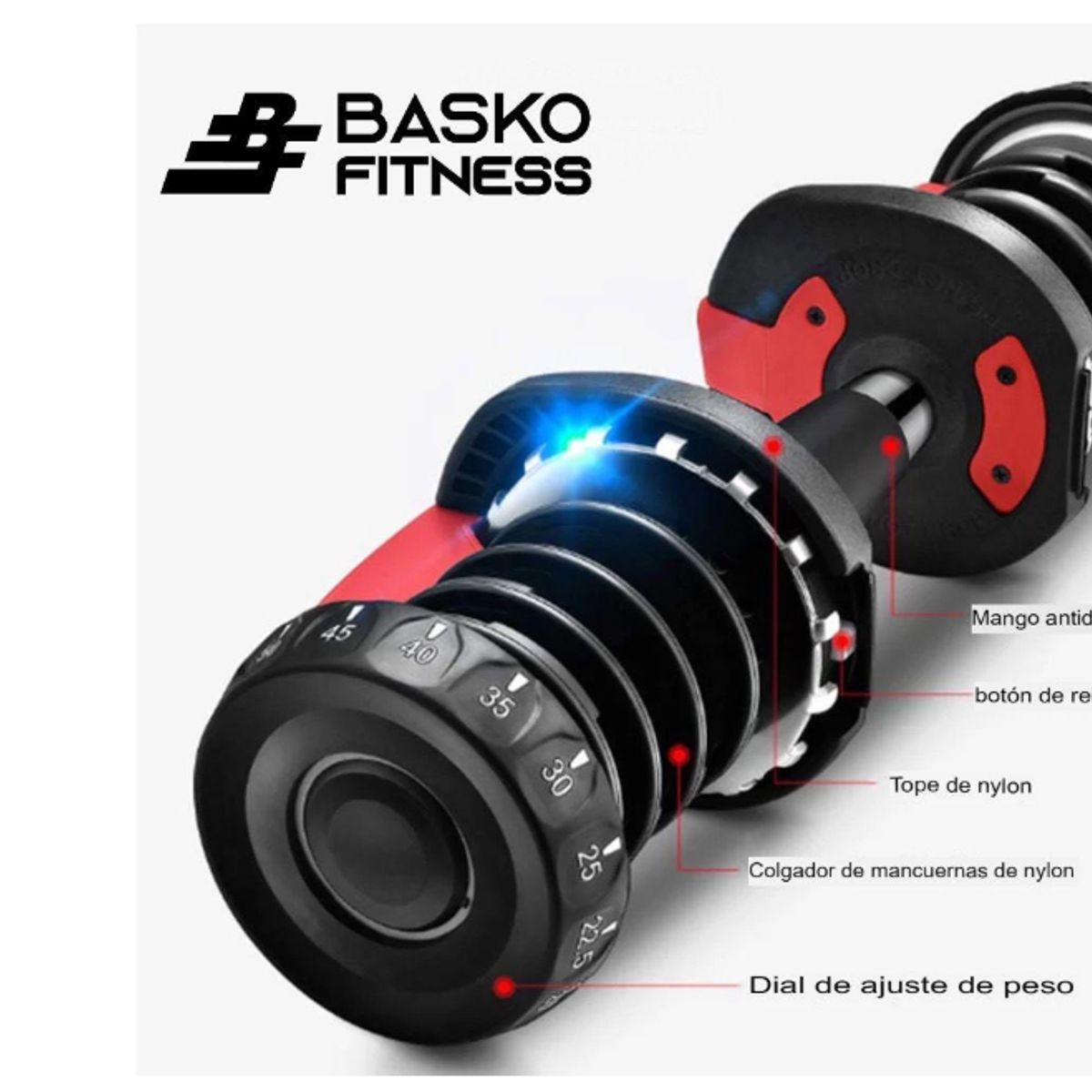 BASKO FITNESS - Mancuerna Ajustable Fitness Unidad