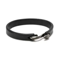 MILLAM - Pulsera De Cuero Lisa Negra