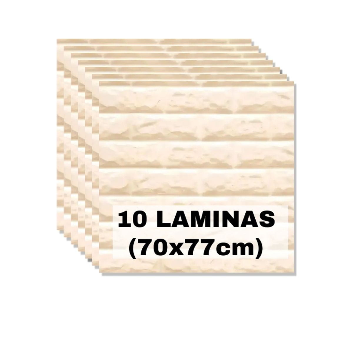 GENERICO - PACK DE 10 Laminas 3D Panel Autoadhesivas 70x77 Pared Ladrillo Beige