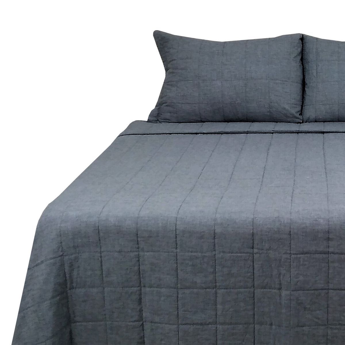 CHANTILLY - Cubrecama Polilino Bordado 2 Plazas Gris Acero CHANTILLY