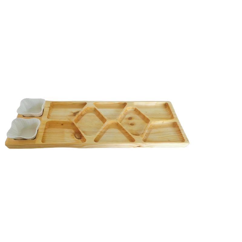 GENERICO - Tabla dúo para cóctel y carnes con 2 pocillos