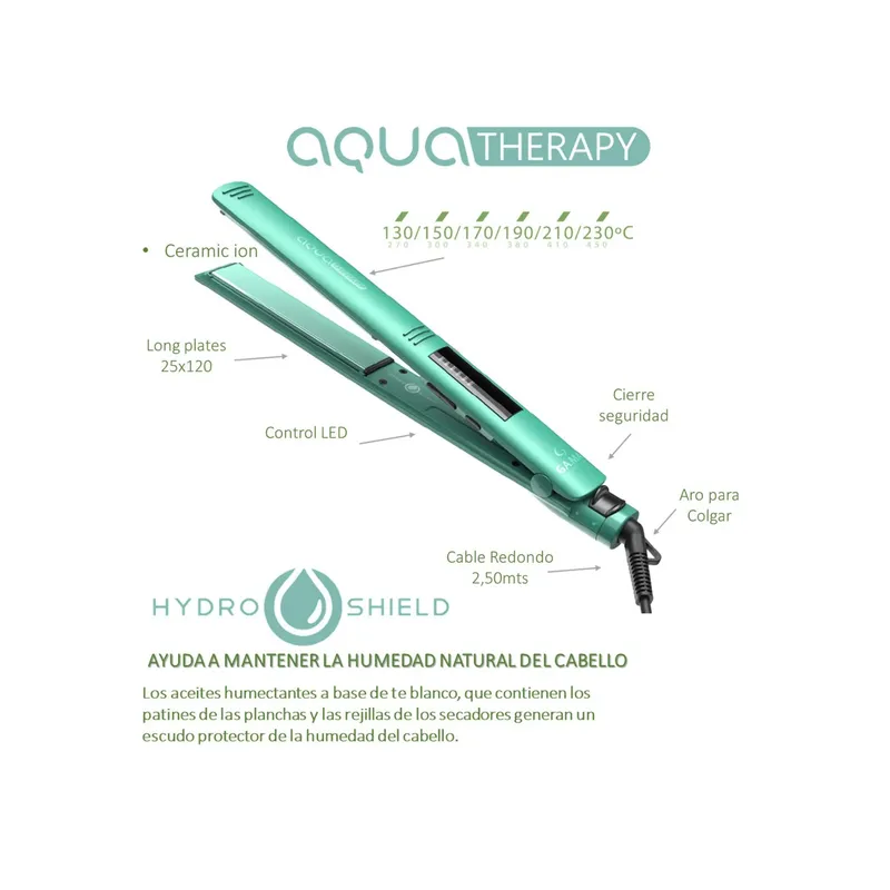 GAMA Plancha Alisadora Gama Elegance Led Aqua Therapy Control