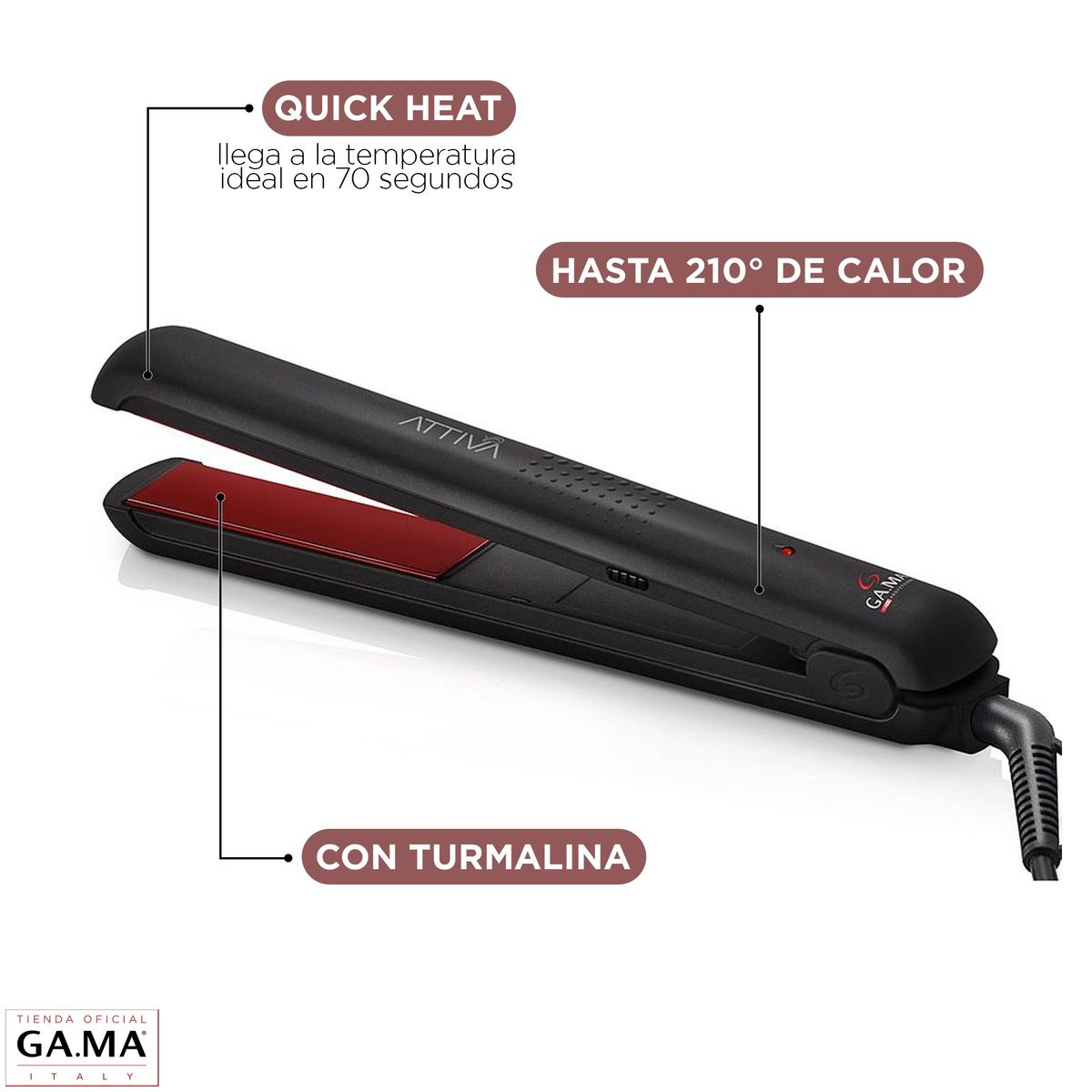 GAMA - Pack Gama Plancha Alisadora CP9 Attiva + Ondulador Tourmaline 19 mm