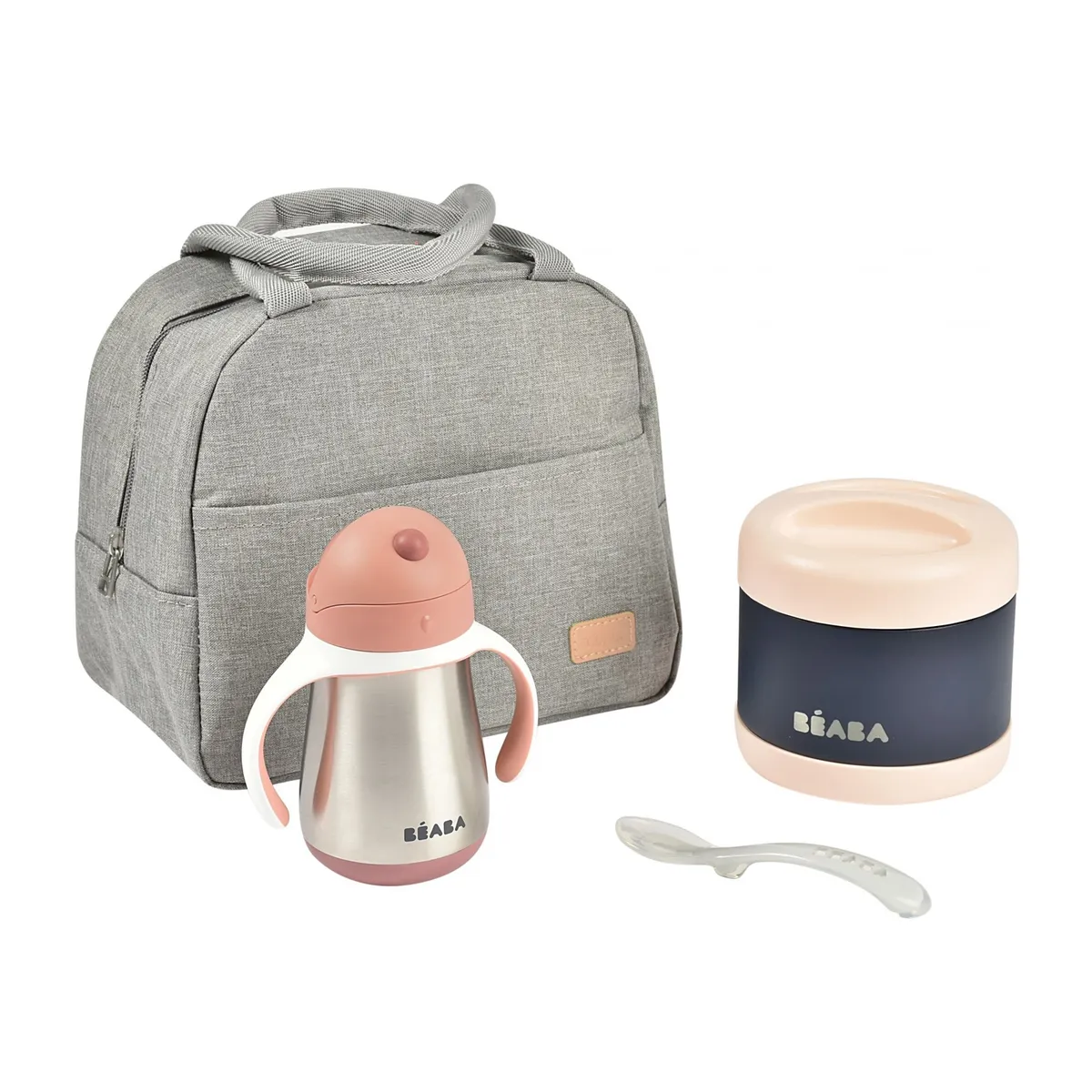 BEABA - Lonchera Kit On The Go Termo rosa Botella rosa