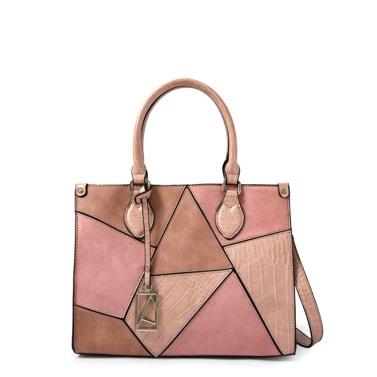 AMPHORA - Cartera tote mediana geo rosado claro