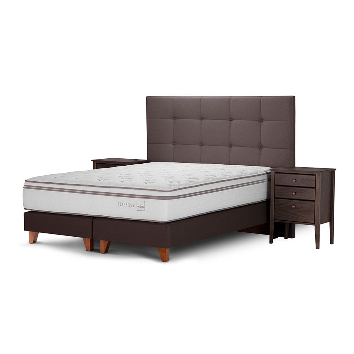 ROSEN - Cama Euro. Rosen Classique+ 2 Plazas Con Muebles Issey Visón