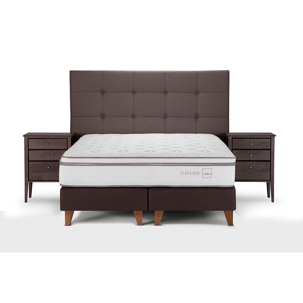 ROSEN - Cama Euro. Rosen Classique+ 2 Plazas Con Muebles Issey Visón