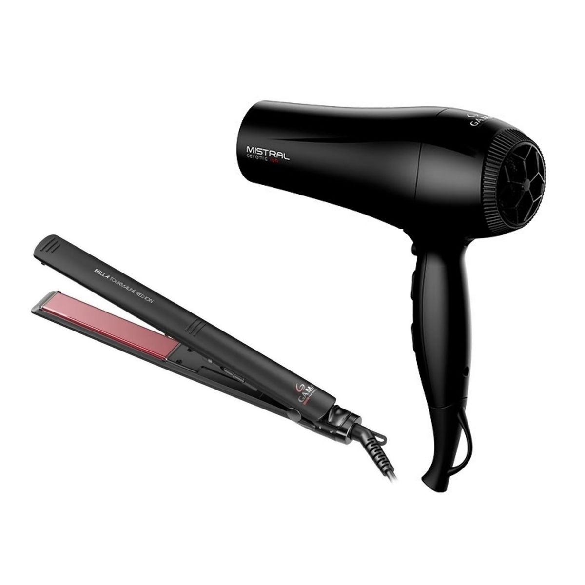 GAMA - Pack Gama Secador de Pelo Mistral  Plancha Alisadora Bella Tourmaline