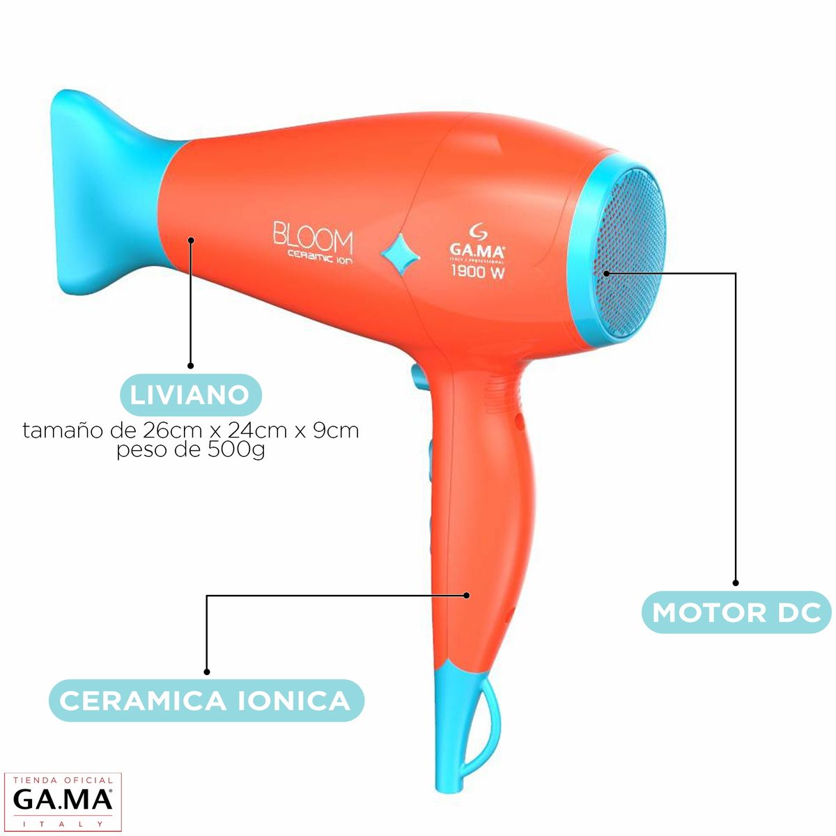 GAMA - Secador De Pelo Gama Diamond Bloom Ceramic Ion