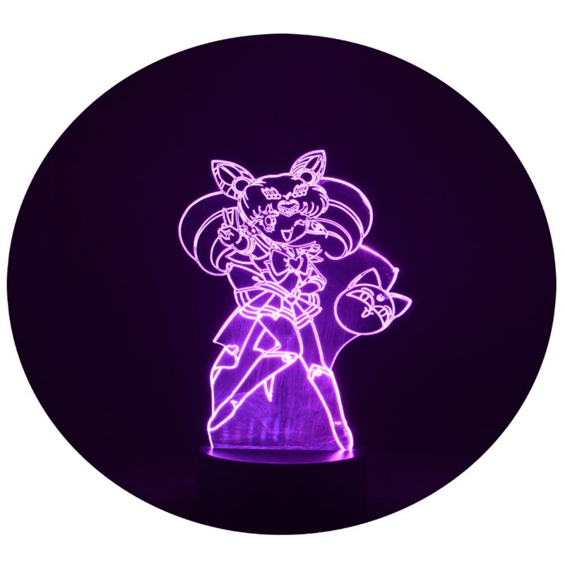 3DILUTION - Lámpara Ilusión 3d Sailor Chibi Moon Base Negra