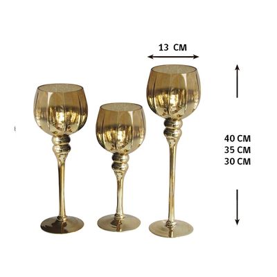 Imagen 2 del producto JUEGO 3 COPAS PREMIUM GOLD (13 x 13 x 40-35-30 cm)