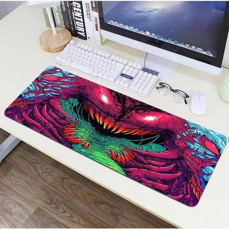 DEFF - Mousepad Gamer Piraña roja  Xxl 90x40 Cm Antideslizante m49